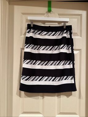 White House Black Market Black and White Striped Mini Skirt